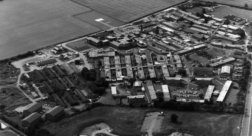 Aerial view of Odstock Hospital mid-late 1980s