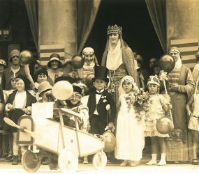Children and adults dressed up for hospital carnival
