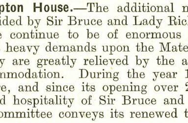 Annual report extract expressing gratitude for use of Netherhampton House