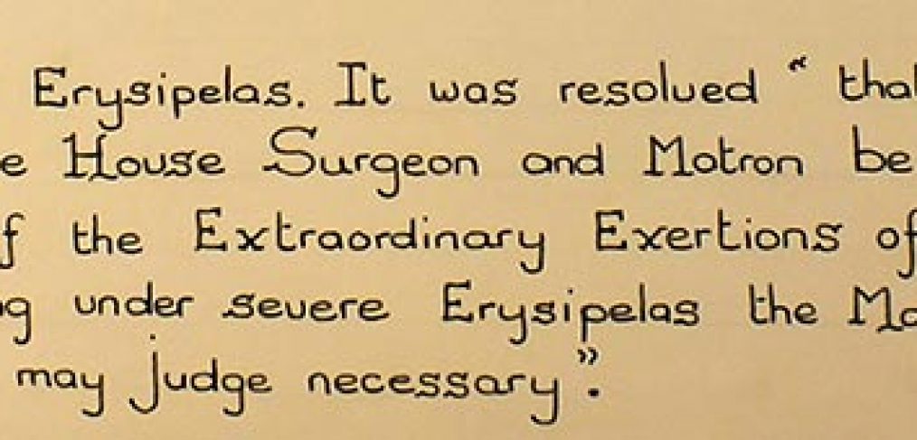 Entry from 1833 commenting on the outbreak of Erysipelas