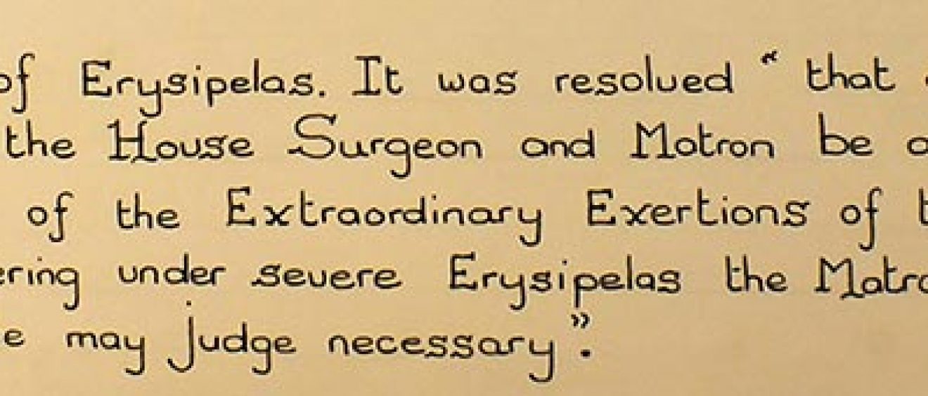 Entry from 1833 commenting on the outbreak of Erysipelas