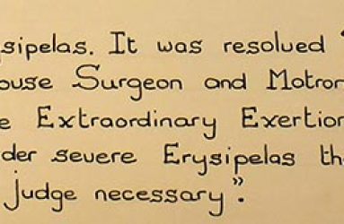 Entry from 1833 commenting on the outbreak of Erysipelas