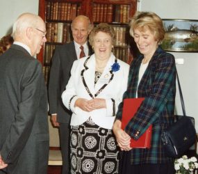 Ernest the fish visible on wall behind Virginia Bottomley