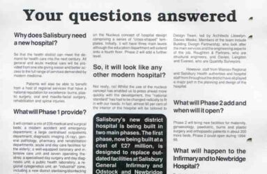 leaflet with FAQs about the opening of the new building and what it would look like