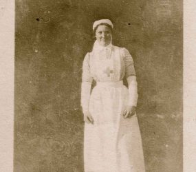 Nurse posing in the hospital garden