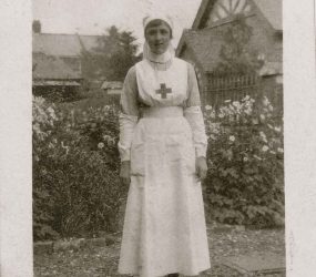 Nurse posing in the hospital garden