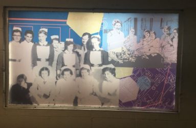 montage of historic nurse images and map of hospital site