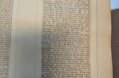 Newspaper clipping in an album