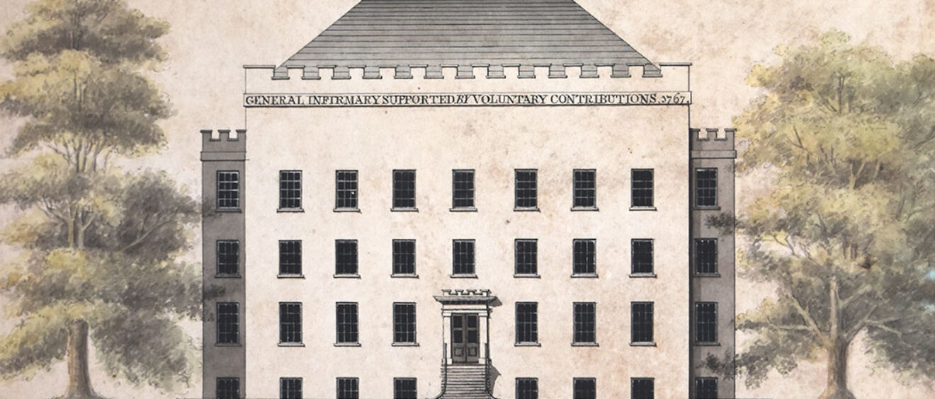 Drawing of front elevation of Infirmary