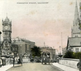 View of Infirmary from Fishterton Street, horses and carts in road