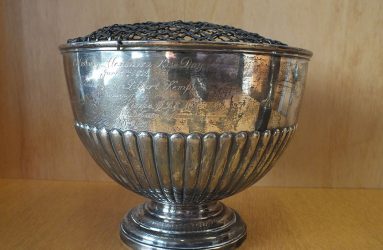large inscribed silver bowl