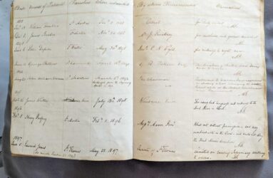 Handwritten register of patients