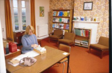 Colour photograph showing inside of healthcare library