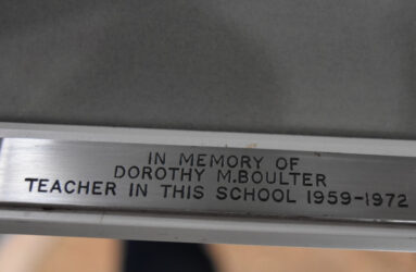 Silver plaque in memory of Dorothy Boulter