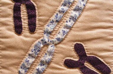Colour photo showing detail of textile artwork