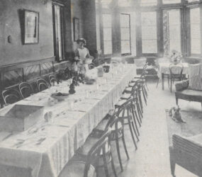 Women’s dining room (notice the dog on the rug warming itself in front of the fire!)