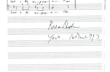 Handwritten sheet music signed Richard Shepherd