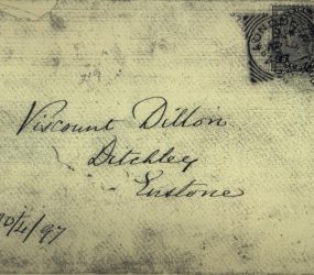 Envelope addressed to Viscount Dillon, Ditchely, with one penny stamp