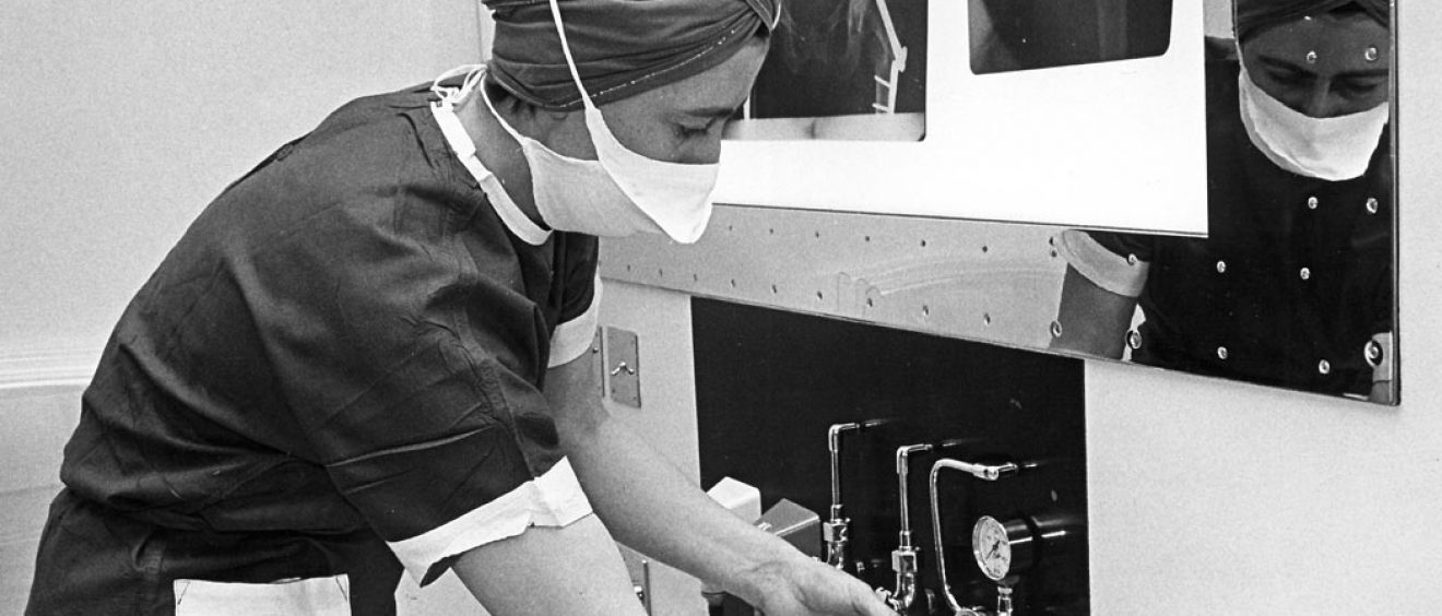 Jeanne Yates with new theatre equipment