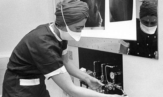 Jeanne Yates with new theatre equipment