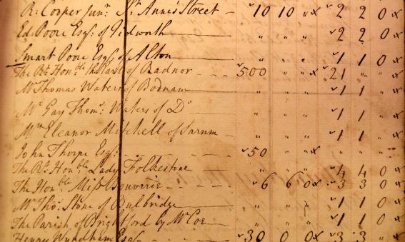 Entry showing donation of £500