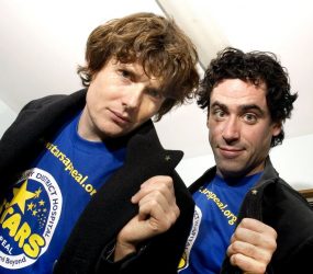 Actors Julian Rhind-Tutt and Stephen Mangan promoting the Stars Appeal
