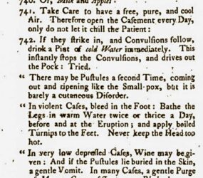 Printed page with text describing remedies for smallpox
