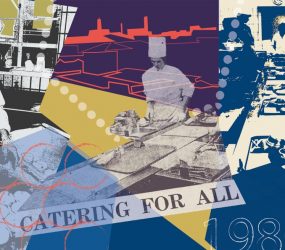 montage of hospital catering staff images, preparing food